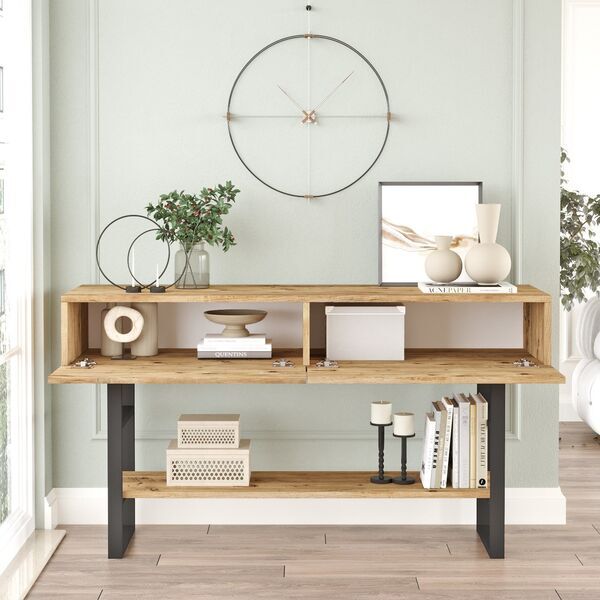 console table with shelf brown | brown, image 3 of 4