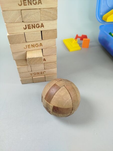 Kreativ-Spielset - Jenga, Memory, Dominosteine, Knobelball | mehrfarbig 3
