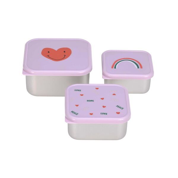 Lässig Snackbox Stainless steel 3er Set Heart | purple/red 4