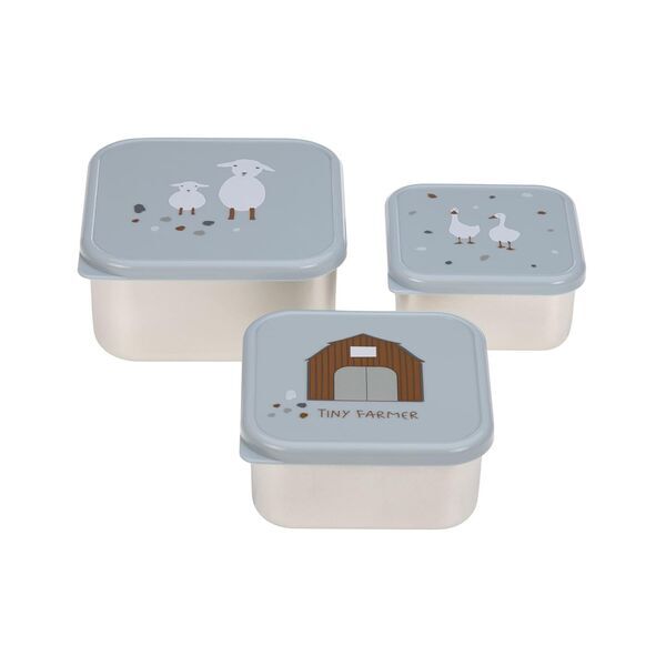 Lässig Snackbox 3er Set Stainless steel | blue 2