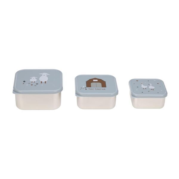 Lässig Snackbox 3er Set Stainless steel | blue 3
