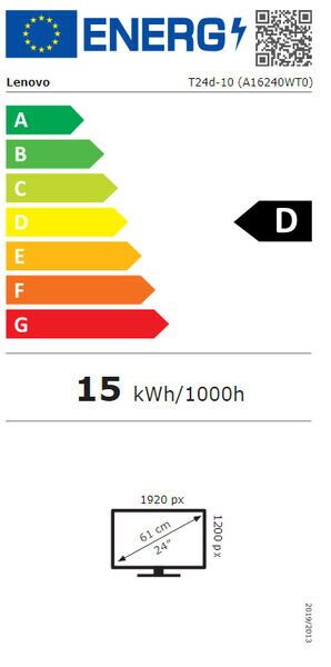 Lenovo ThinkVision T24d-10 | 24" | uden fod | sort 2
