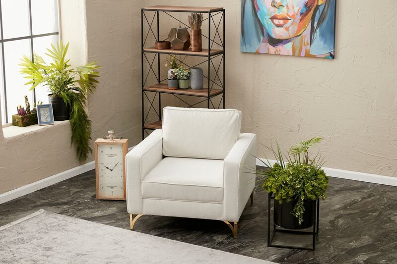 Lima armchair cream with golden legs | cream, image 1 of 4