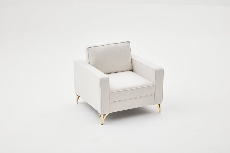 Lima armchair cream with golden legs | cream, image 2 of 4