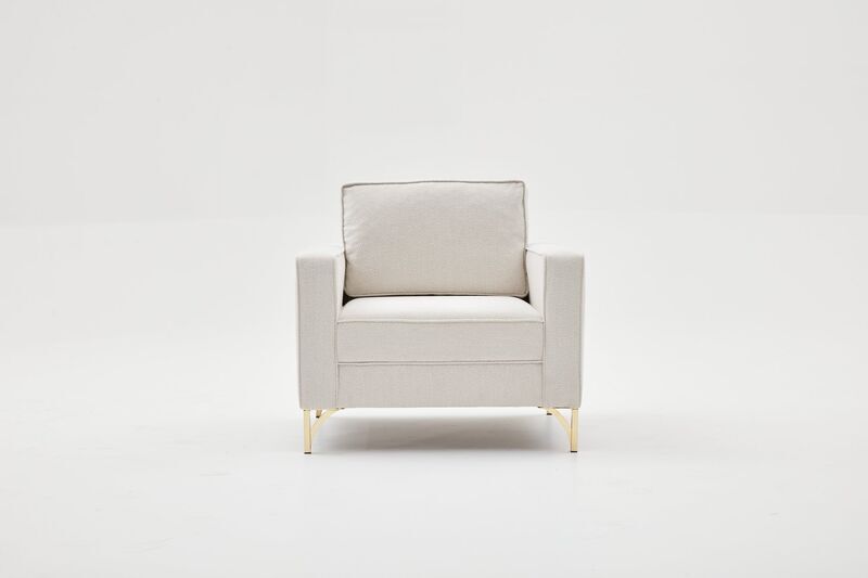 Lima armchair cream with golden legs | cream, image 3 of 4
