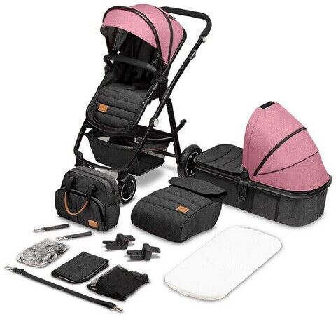 Lionelo Amber 2-v-1 kombinirani otroški voziček | roza/črna 2
