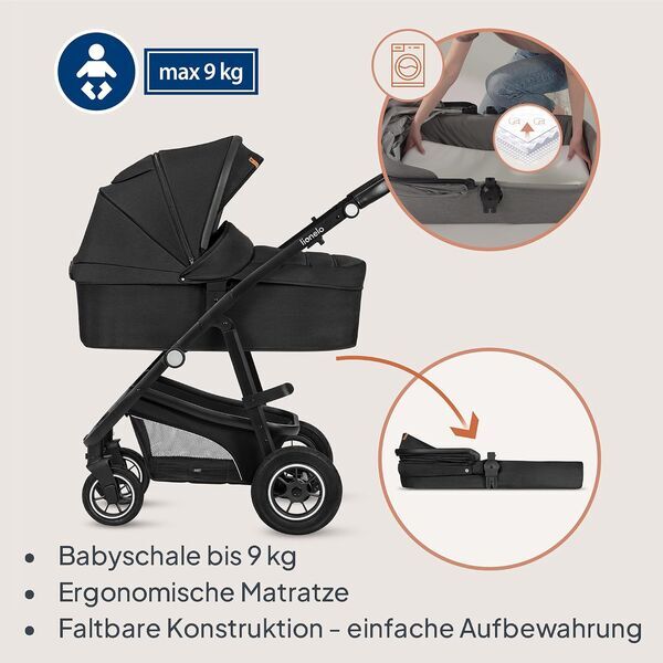 Lionelo Bianka 3-in-1 combination stroller | black, image 3 of 3