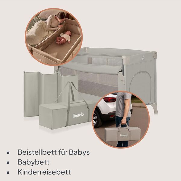 Lionelo Ellen travel cot | beige, image 2 of 3