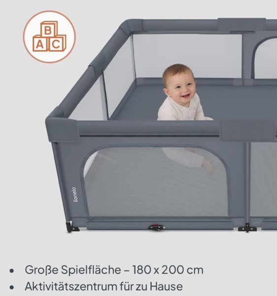 Lionelo Florence XL playpen | grey, image 3 of 3