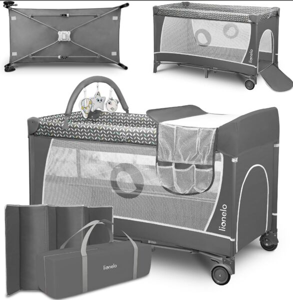 Lionelo Flower 4in1 travel cot | grey, image 1 of 2