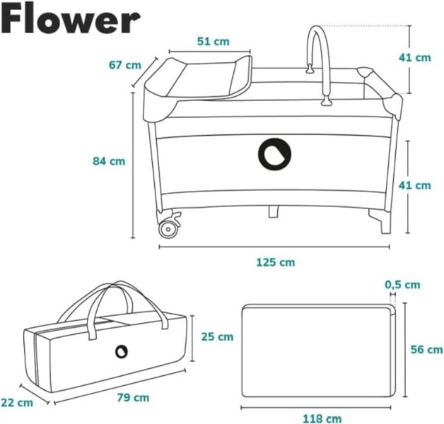 Lionelo Flower 4in1 travel cot | grey, image 2 of 2