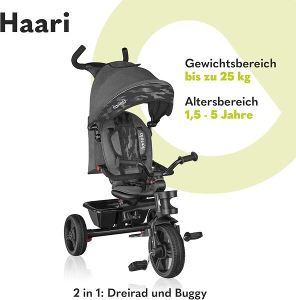 Lionelo Haari 2-в-1 триколка | сив 2