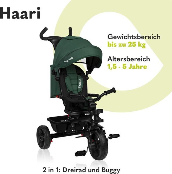 Lionelo Haari 2-in-1 Dreirad | grün 2