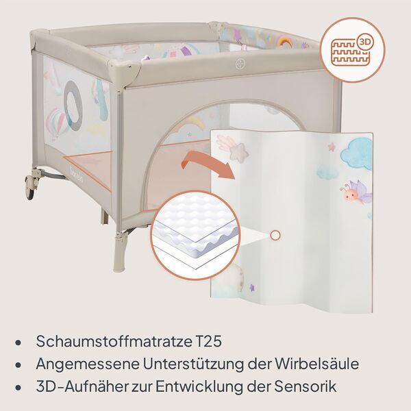 Lionelo Mille Plus 2-in-1 Reisebett | beige 2