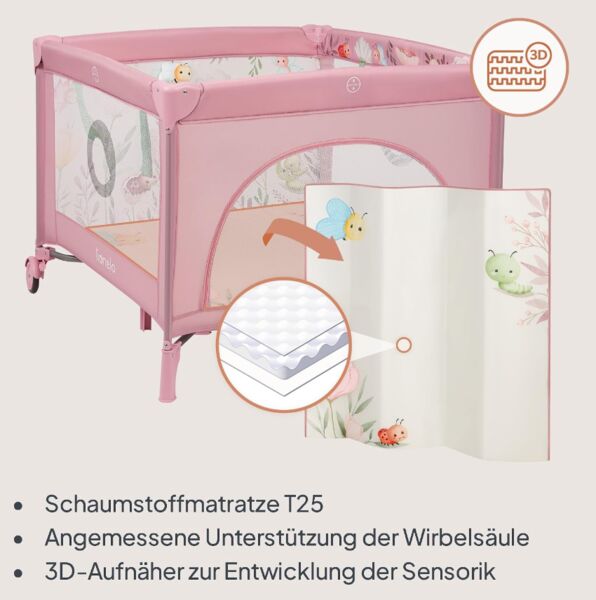 Lionelo Mille Plus Playpen | pink, image 2 of 3