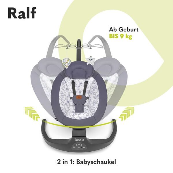 Lionelo Ralf 2-in-1 Babywippe | grey 2