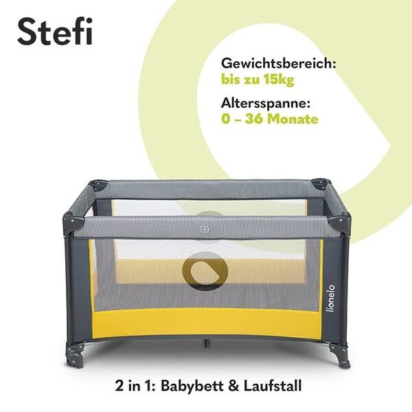 Lionelo Stefi Babybett und Laufstall | gelb 2