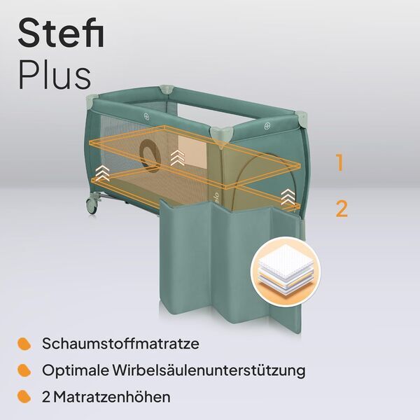 Lionelo Stefi Plus Reisebett | green 3