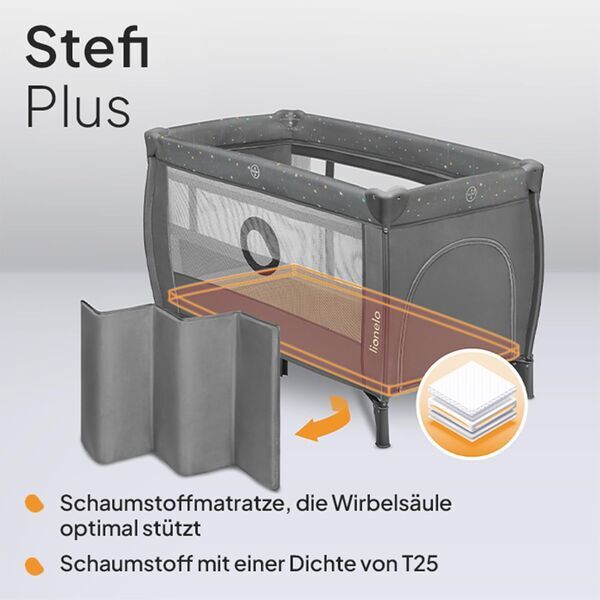 Lionelo Stefi Plus 2-in-1 Reisebett | grey 3