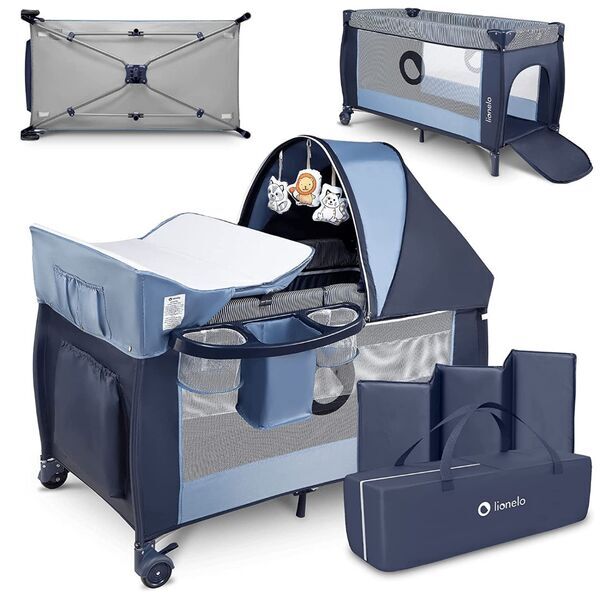 Lionelo Sven Plus 4-in-1 Babybett und Laufstall | blau 1
