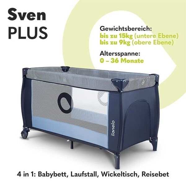 Lionelo Sven Plus 4-in-1 Babybett und Laufstall | blau 2