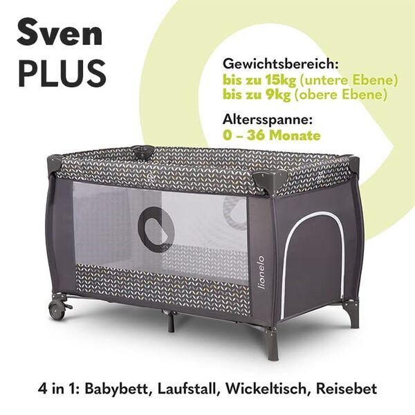 Lionelo Sven Plus 4-in-1 baby crib and playpen | grey, image 2 of 2