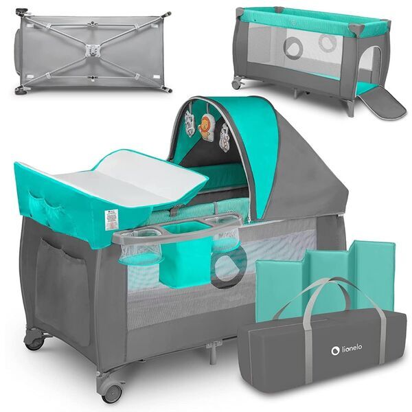 Lionelo Sven Plus 4-in-1 Babybett und Laufstall | türkis 1