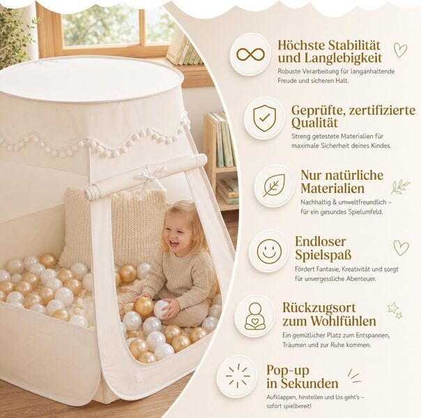 Lionherz 2-in-1 Ball Pit Play Tent | cream white, image 2 of 3