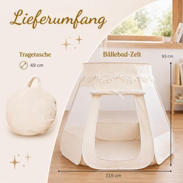 Lionherz 2-in-1 Ball Pit Play Tent | cream white, image 3 of 3