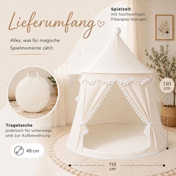 LIONHERZ Tipi šator za igru od pamuka i konoplje | krem bijela, image 3 of 3