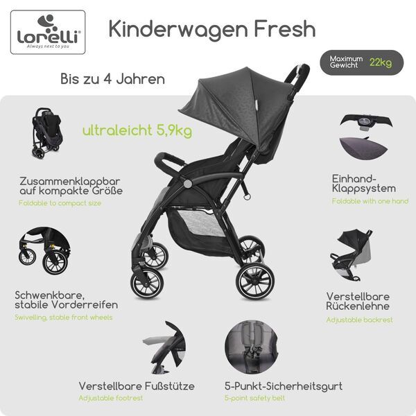 Lorelli Fresh Sport Kinderwagen | gris 2