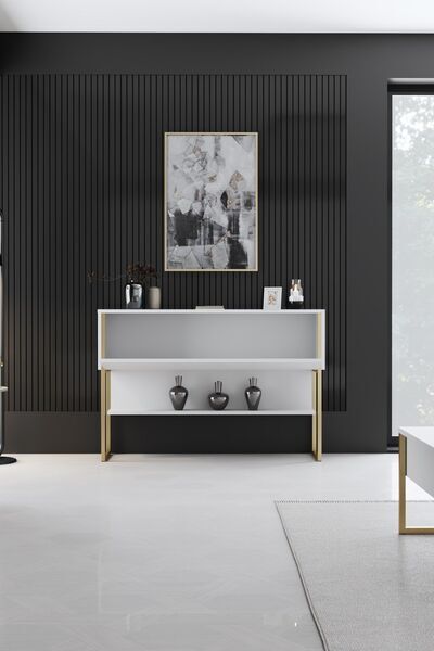 Luxe sideboard wood veneer gold white | gold, image 4 of 4