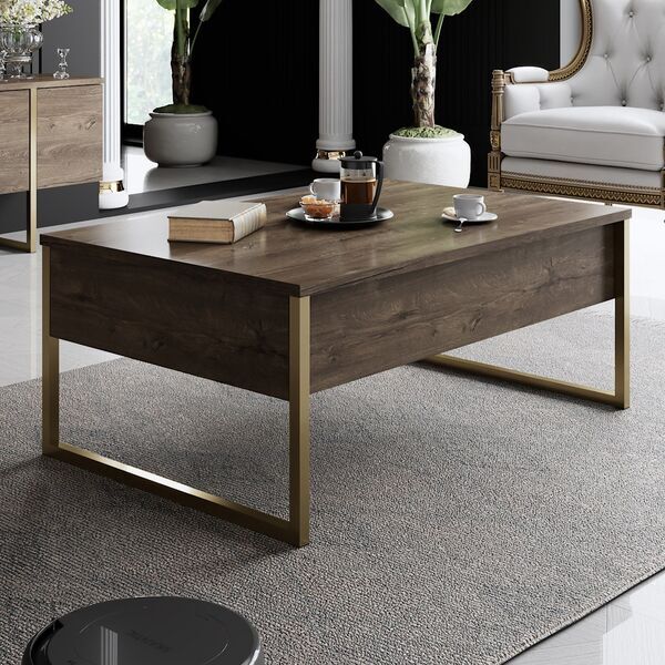 Luxe living room furniture set wood veneer gold | gold, image 4 of 4