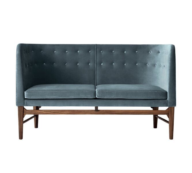 Mayor AJ6 sofa fløjl valnødtræ blå | blå, image 1 of 5