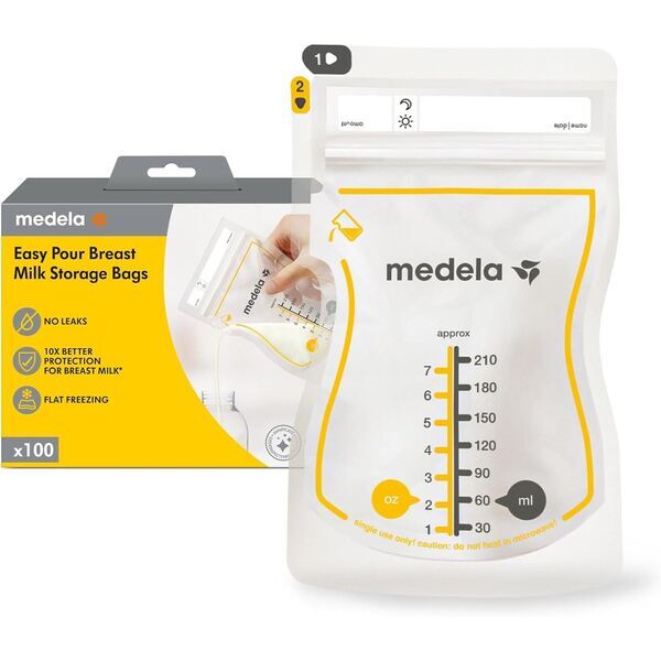 Medela Easy Pour Einweg-Muttermilchbeutel 210 ml | blanc/jaune | 50er pack 1