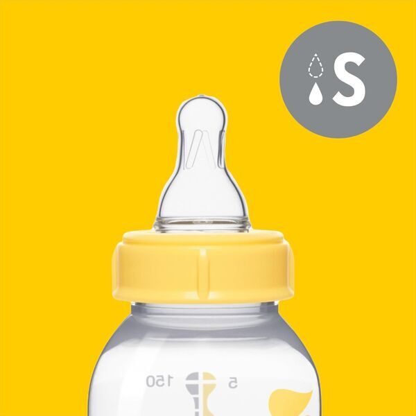 Medela Slow Flow Sauger + 150ml Milchflasche | yellow 2
