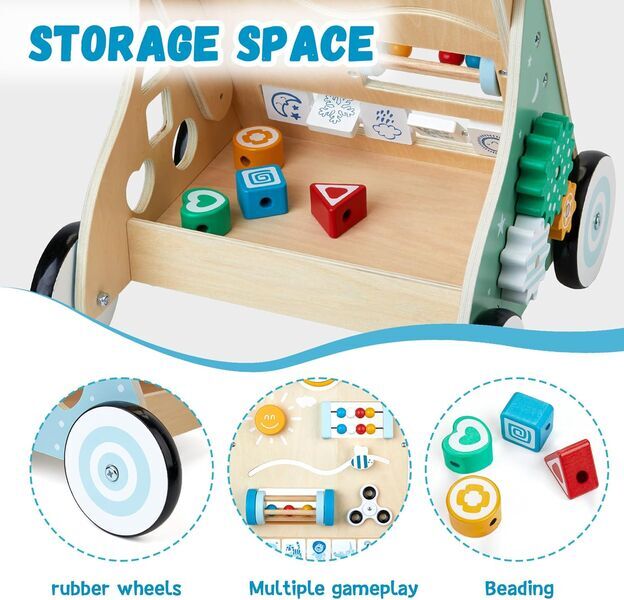 Medoga 10-in-1 Lauflernwagen Holz | vícebarevný 3