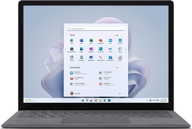 Microsoft Surface Laptop 5 | i5-1235U | 13.5" | 8 GB | 256 GB SSD | 2256 x 1504 | platinum | Win 11 Pro | DE 1