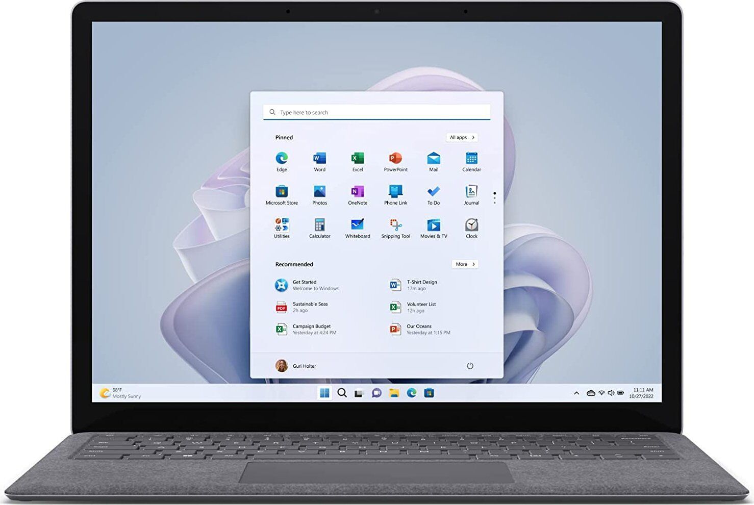 Microsoft Surface Laptop 5 | i5-1235U | 13.5" | 16 GB | 512 GB SSD | 2256 x 1504 | platina | Touch | Toetsenbordverlichting | Win 11 Pro | DE