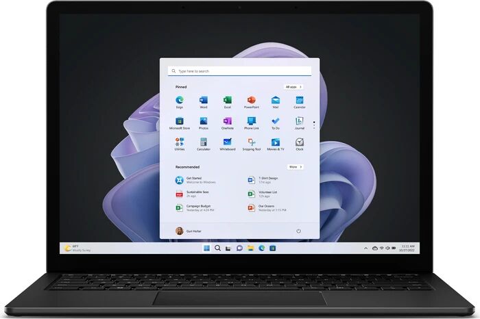 Microsoft Surface Laptop 5 | i5-1235U | 13.5" | 8 GB | 256 GB SSD | 2256 x 1504 | noir mat | Touch | Rétroéclairage du clavier | Win 11 Pro | FR 1