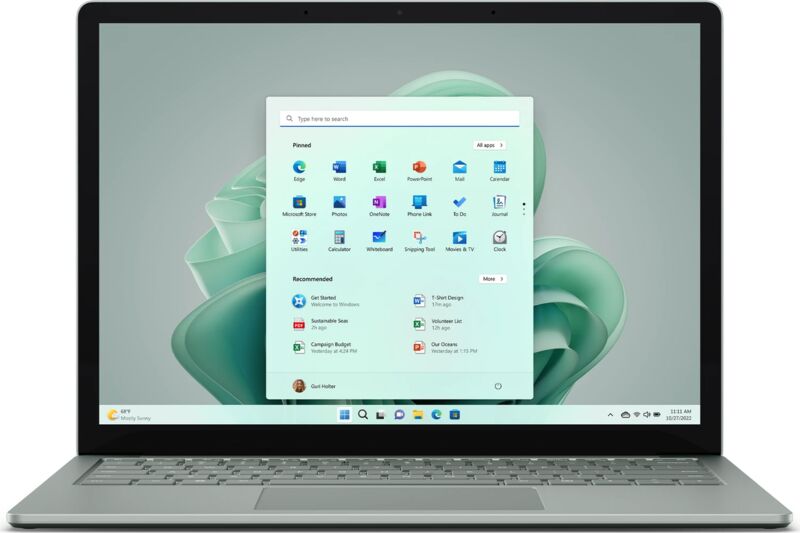 Microsoft Surface Laptop 5 | i5-1245U | 13.5" | 8 GB | 512 GB SSD | 2256 x 1504 | Touch | Backlit keyboard | Sage | Win 11 Pro | DE 1