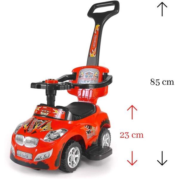 Milly Mally Rutscher Lauflerngerät Auto 3in1 Happy | red 2