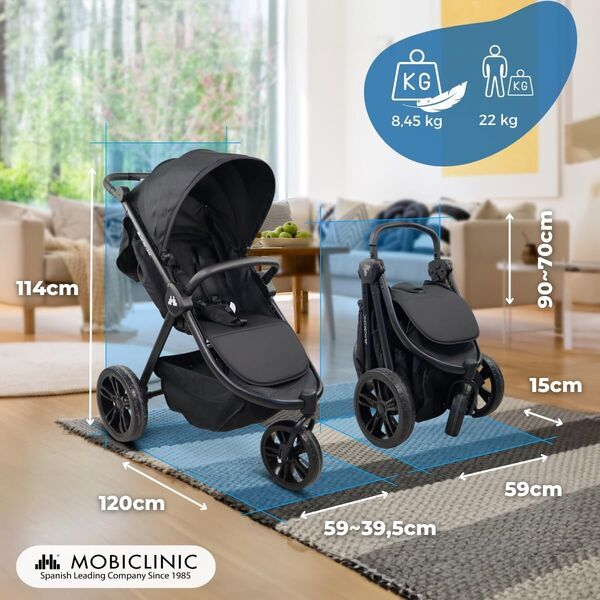 Mobiclinic Agnes 3 Rad Kinderwagen | black 2