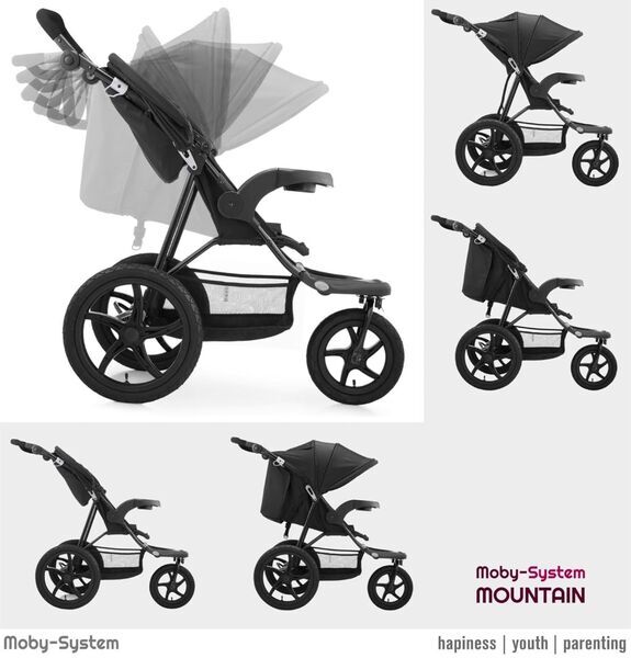 Moby System Runner Mountain Dreirad Kinderwagen | musta 3