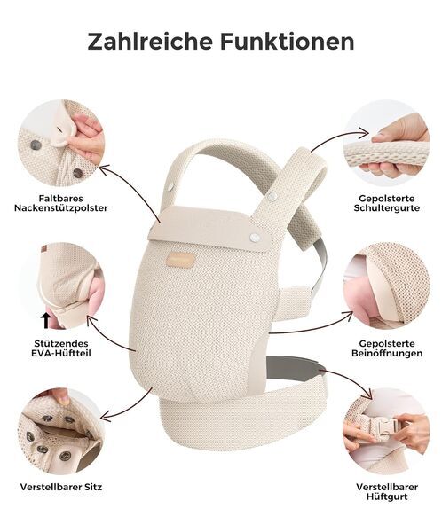Momcozy Nosiljka za bebe s mrežicom | bež, image 3 of 3