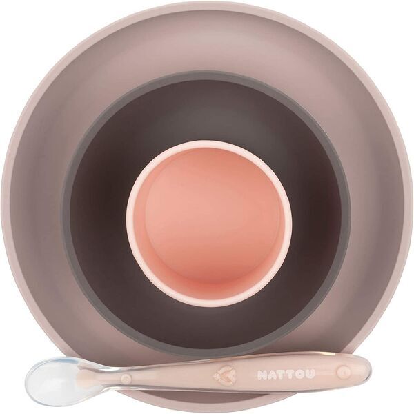 Nattou Silikon Geschirr for Kinder 4 Teilig | pink 2