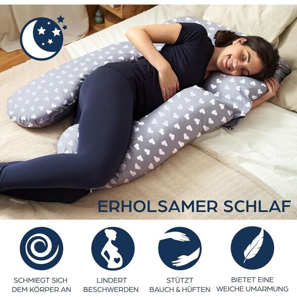 Niimo 4-in-1 Still- & Schwangerschaftskissen | grau/weiß 2