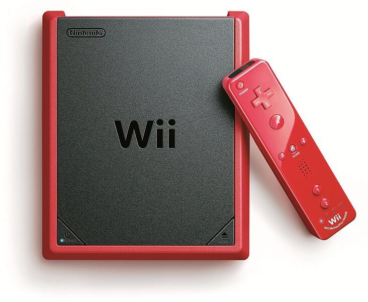 Nintendo Wii Mini | Nunchuck | Fjärrkontroll | röd/svart