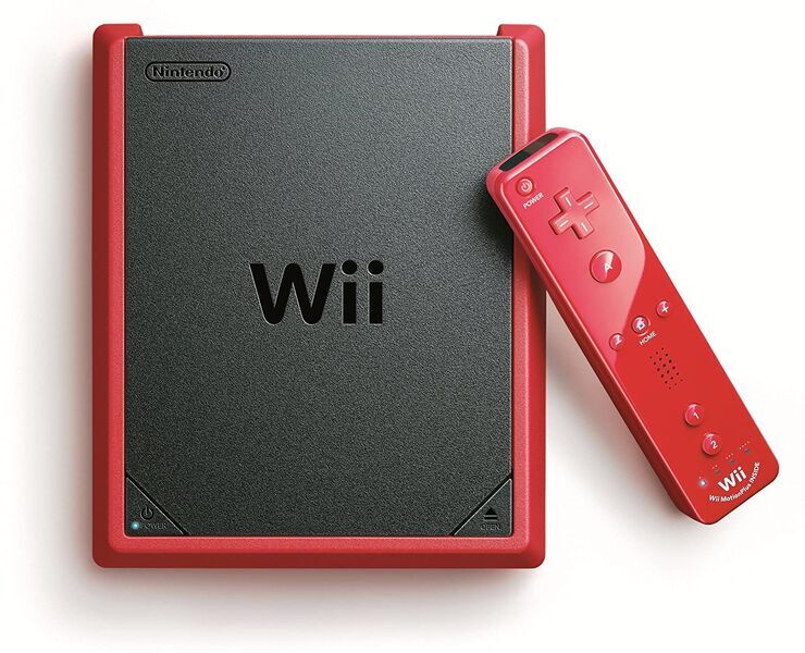 Nintendo Wii Mini | Nunchuck | Fernbedienung | rot/schwarz