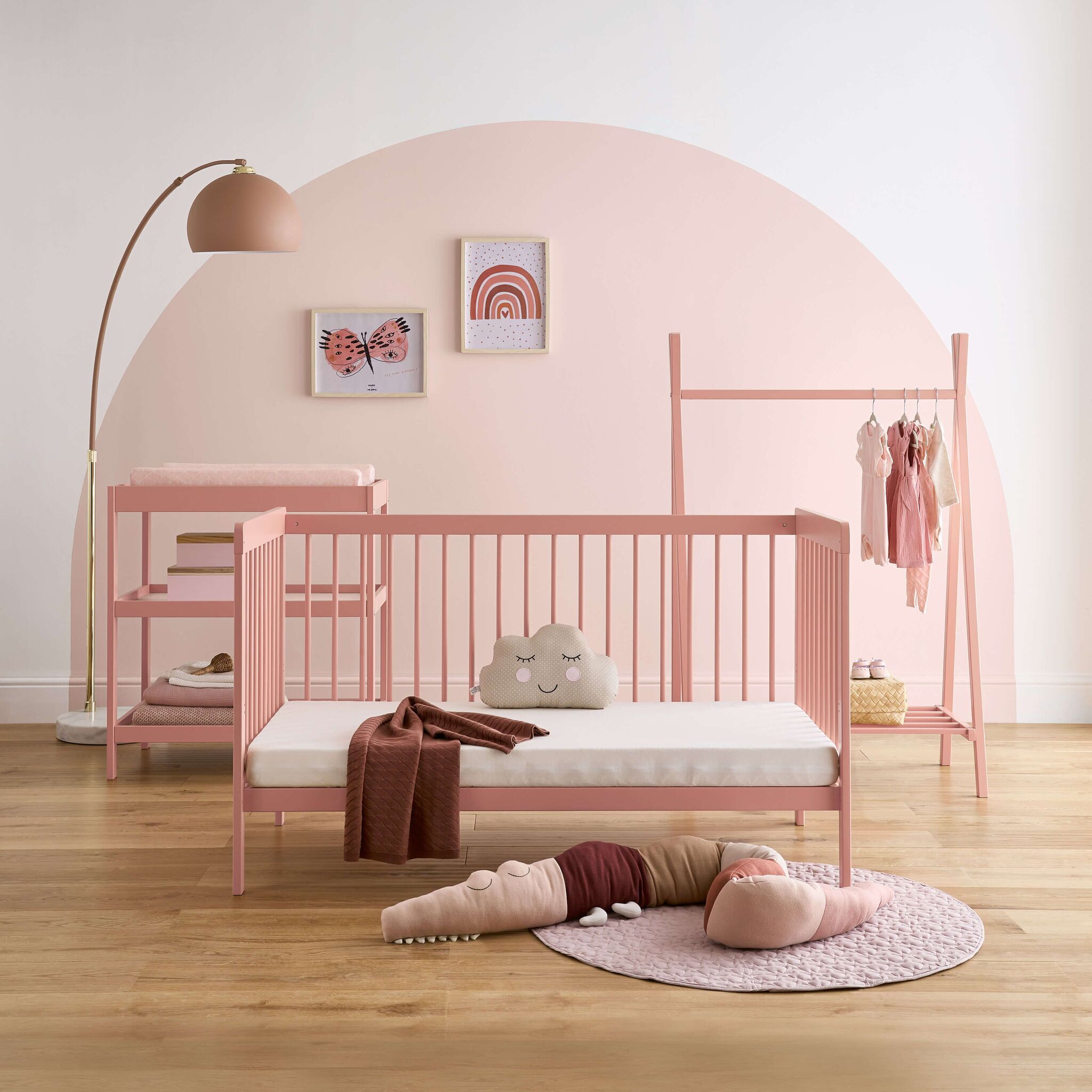 Nola 3er Set (Kleiderstange, Wickelkommode, Kinderbett)
